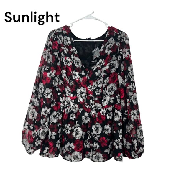 Torrid Womens Pullover Peplum Chiffon Floral Top Blouse Size 2X Multicolor - Picture 1 of 12